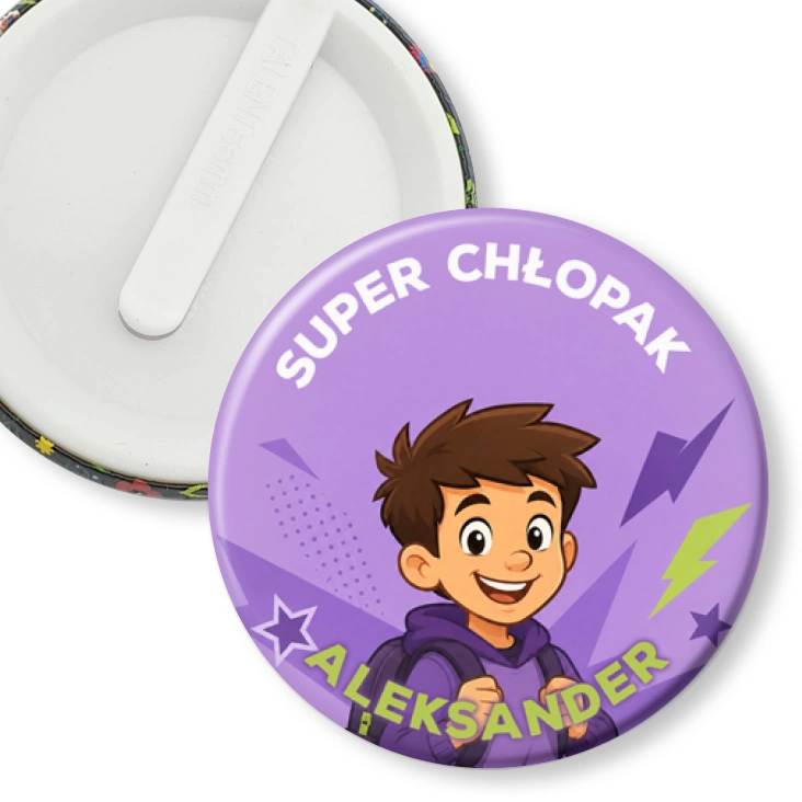 przypinka klips Super Chłopak fiolet
