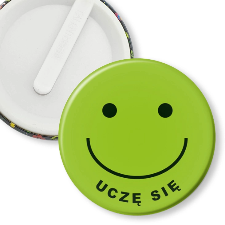 przypinka klips Uczę się na zielonym tle