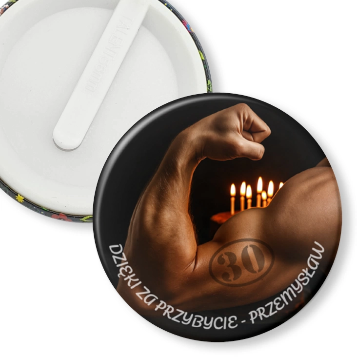 przypinka klips Urodziny z bicepsem