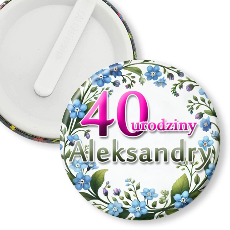 przypinka klips Urodziny z niezapominajkami