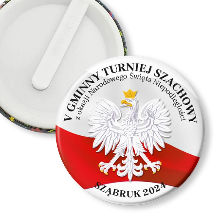 przypinka klips V Gminny Turniej Szachowy z okazji Narodowego Święta Niepodległości