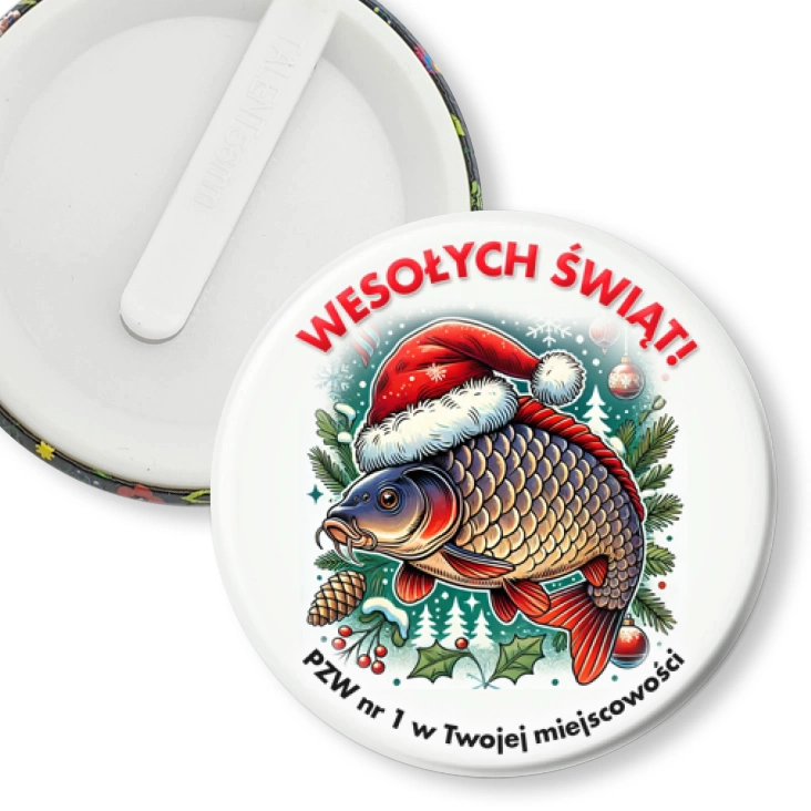 przypinka klips Wesołych świąt od wędkarzy