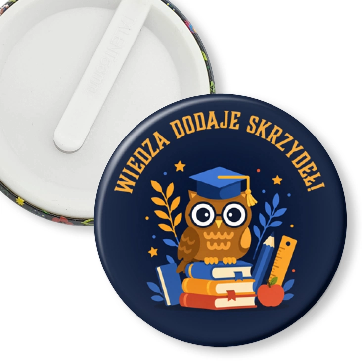 przypinka klips Wiedza dodaje skrzydeł