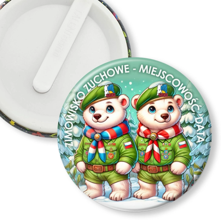 przypinka klips Zimowisko zuchowe z misiami
