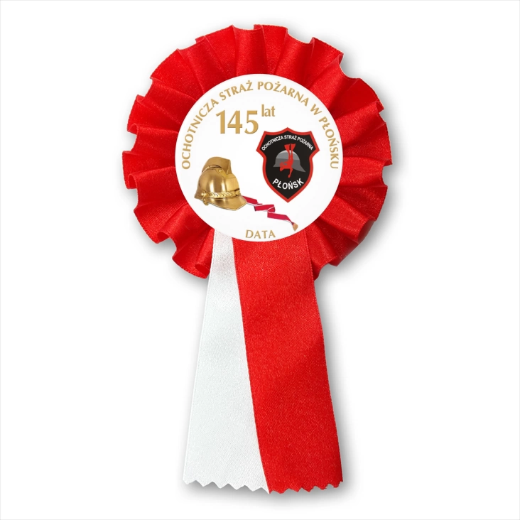 przypinka kotylion 145 lat OSP w Płońsku