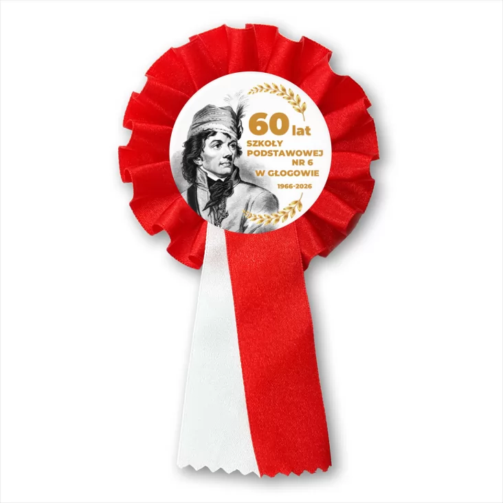 przypinka kotylion 60 lat SP nr 6 w Głogowie