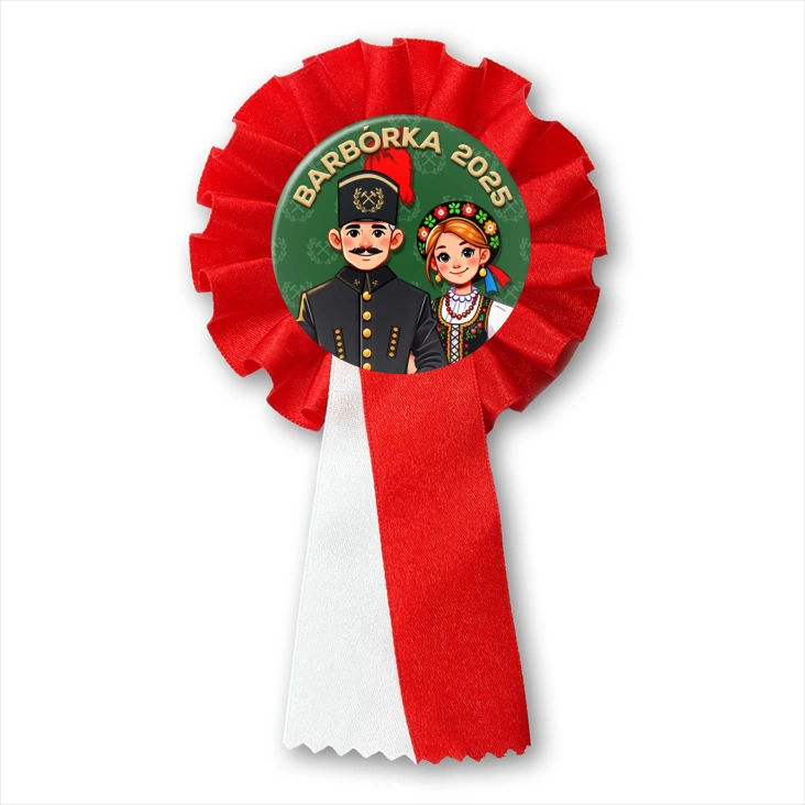przypinka kotylion Barbórka górnik w mundurze górniczym