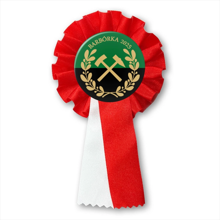 przypinka kotylion Barbórka zielono-czarna