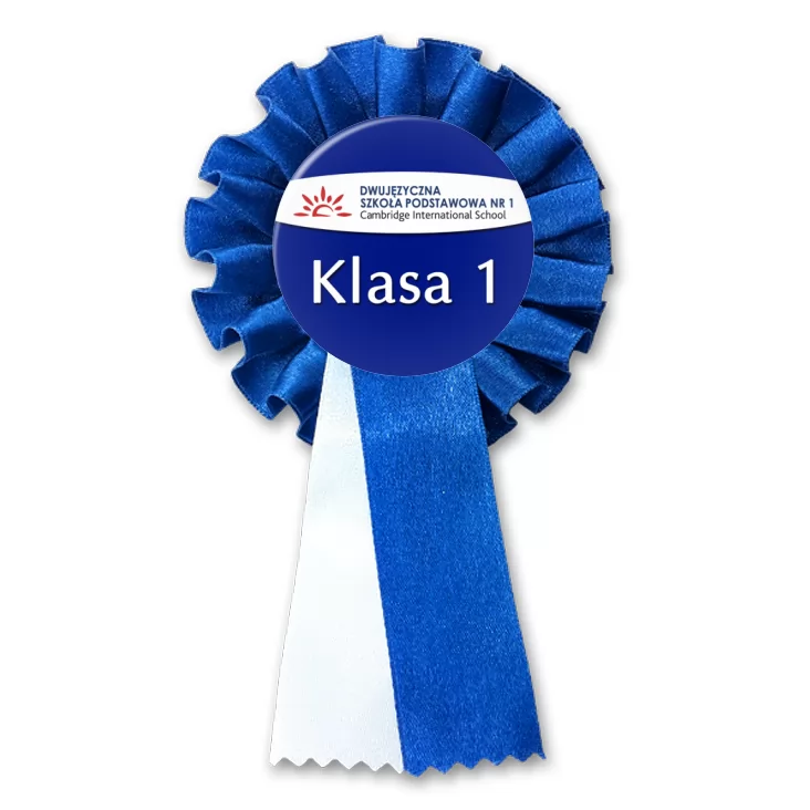 przypinka kotylion Dwujęzyczna Szkoła Ponstawowa nr 1 - klasa 1