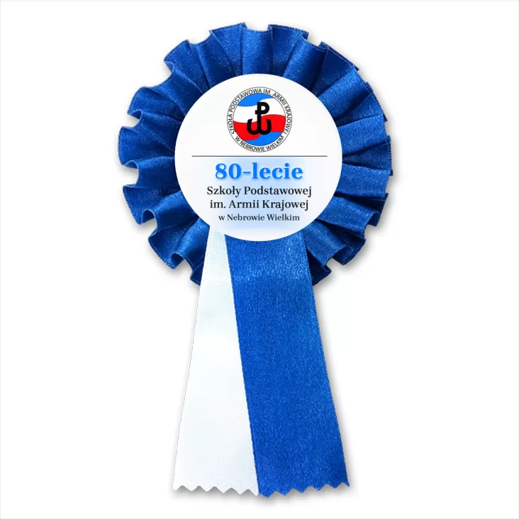 przypinka kotylion Jubileusz 80-lecia SP im. Armii Krajowej w Nebrowie Wielkim