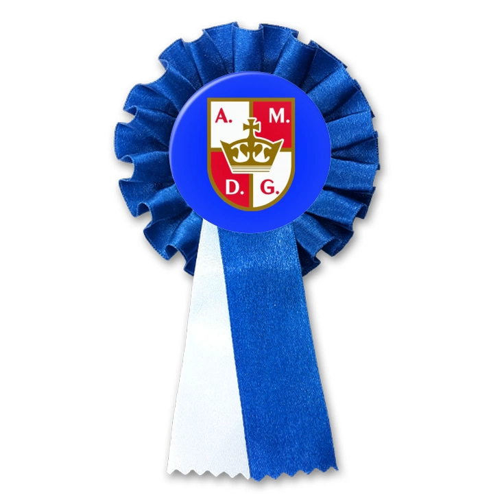 przypinka kotylion Konfederacja Korony Polskiej sygnaturka na niebieskim tle