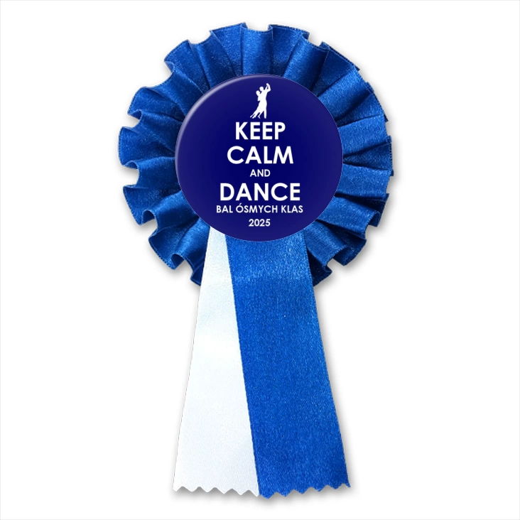 przypinka kotylion Bal Ósmych Klas keep calm and dance