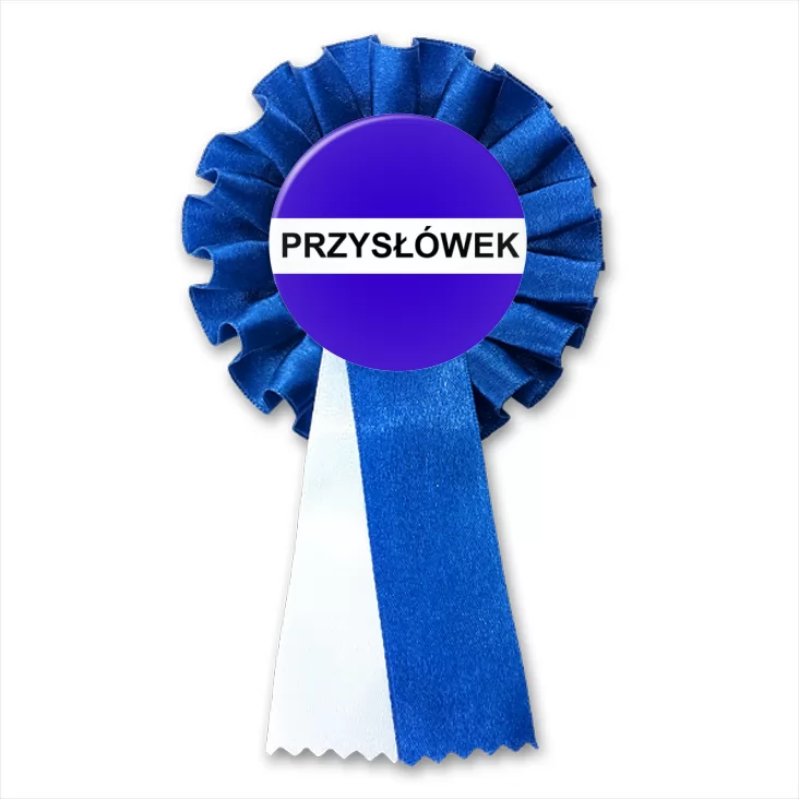 przypinka kotylion Gramatyka przysłówek