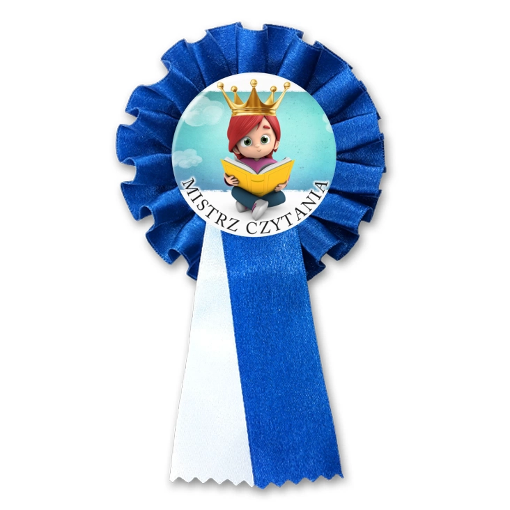 przypinka kotylion Mistrz czytania w koronie