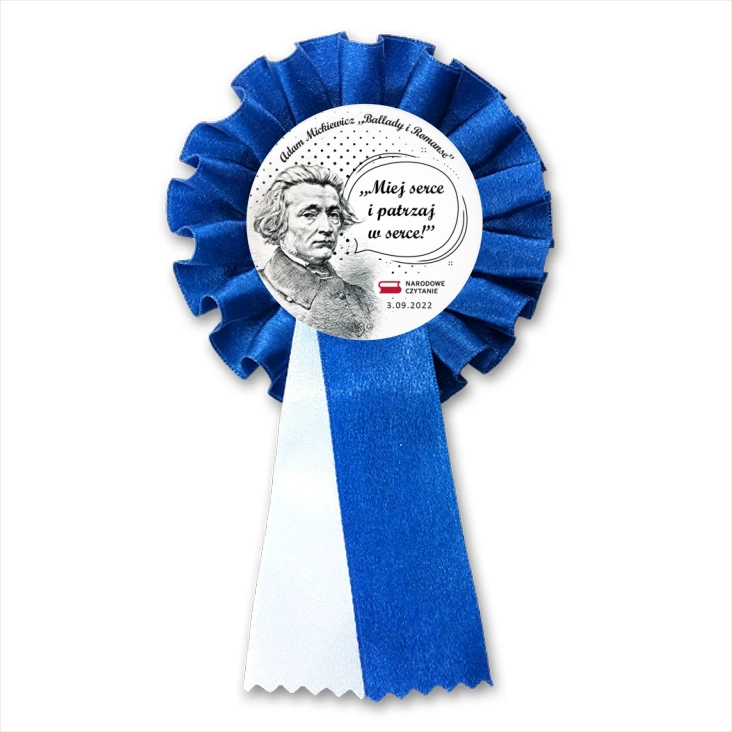 przypinka kotylion Narodowe Czytanie Adam Mickiewicz cytat