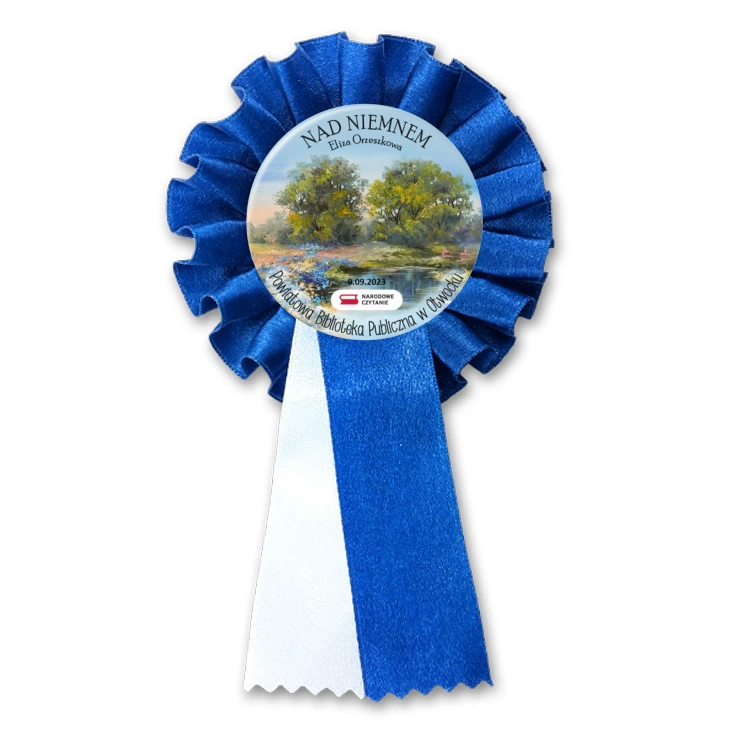 przypinka kotylion Narodowe Czytanie Eliza Orzeszkowa Biblioteka Otwock