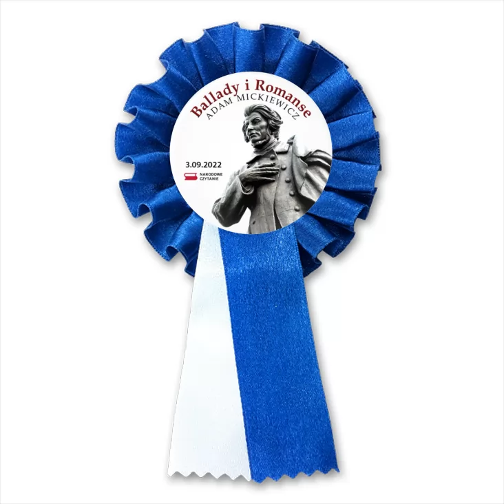 przypinka kotylion Narodowe Czytanie poezji Adama Mickiewicza