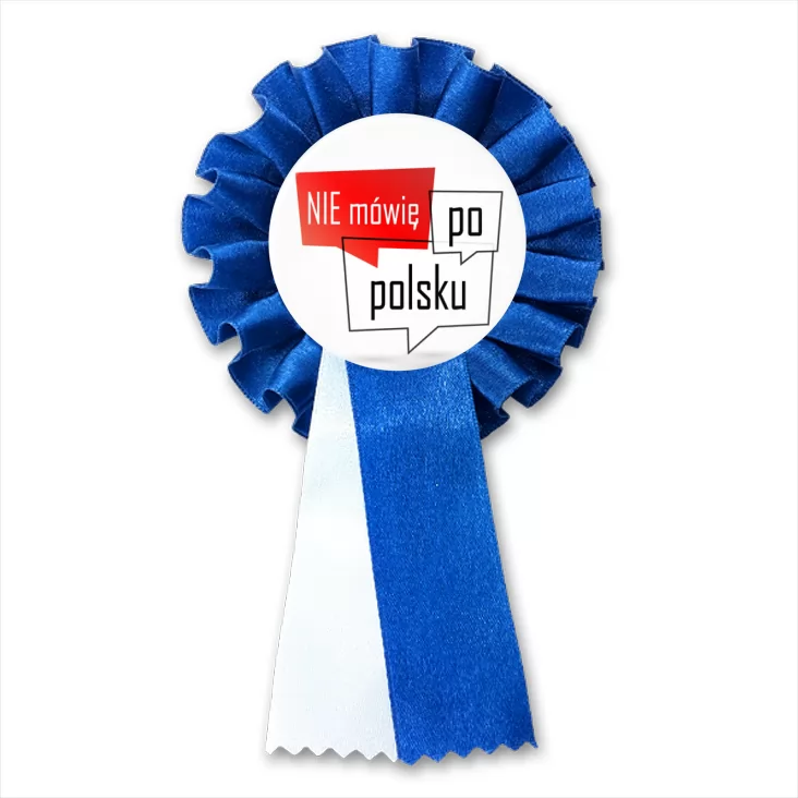 przypinka kotylion Nie mówię po polsku