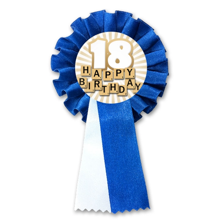 przypinka kotylion Osiemnastka Happy Birthday scrabble