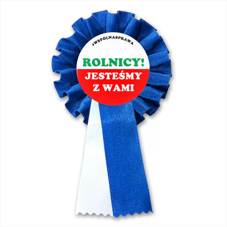 przypinka kotylion Rolnicy jesteśmy z Wami