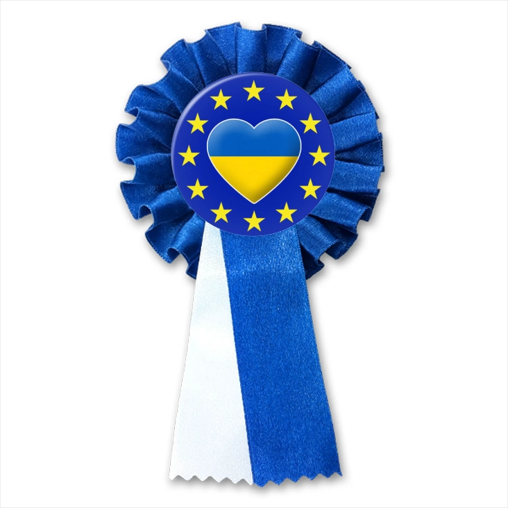 przypinka kotylion Ukraina w gwiazdkach Unii Europejskiej