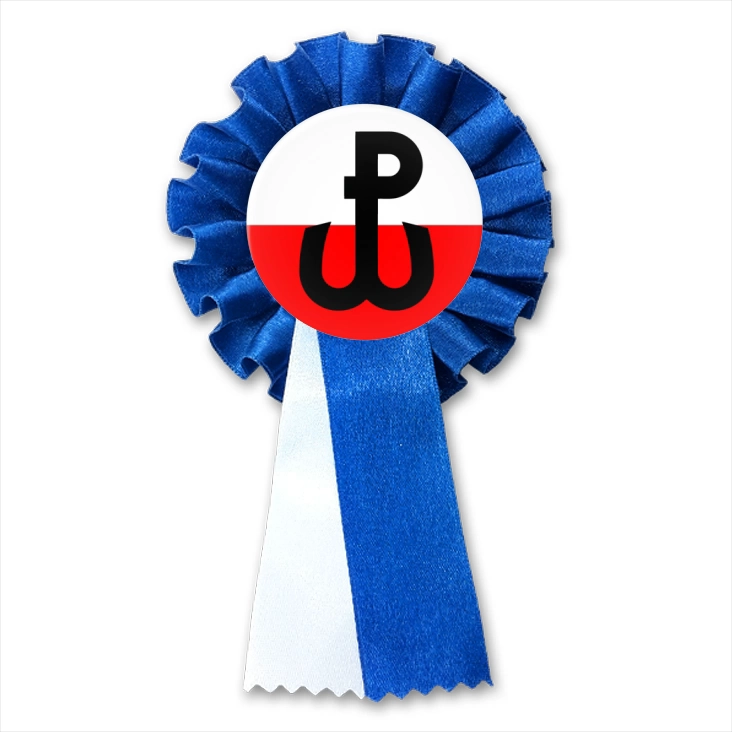 przypinka kotylion Znak Polska Walcząca na biało-czerwonym tle