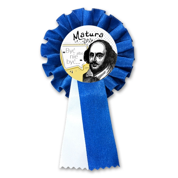 przypinka kotylion Matura z Williamem Shakespearem