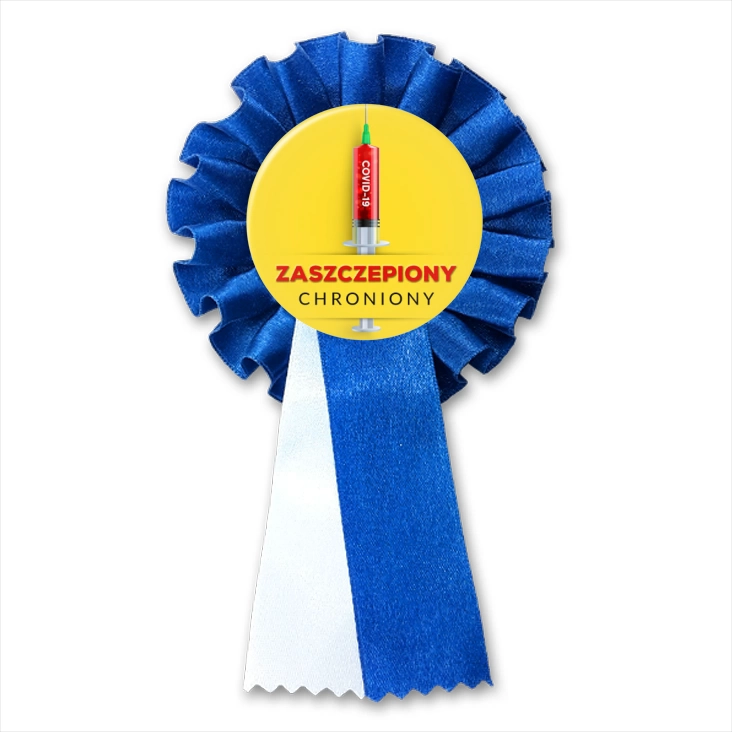 przypinka kotylion Zaszczepiony chroniony