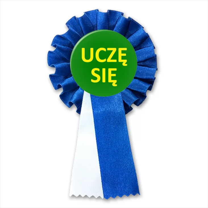 przypinka kotylion Uczę się napis