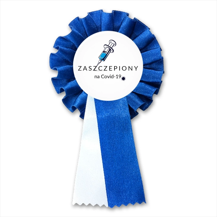 przypinka kotylion Zaszczepiony na Covid-19