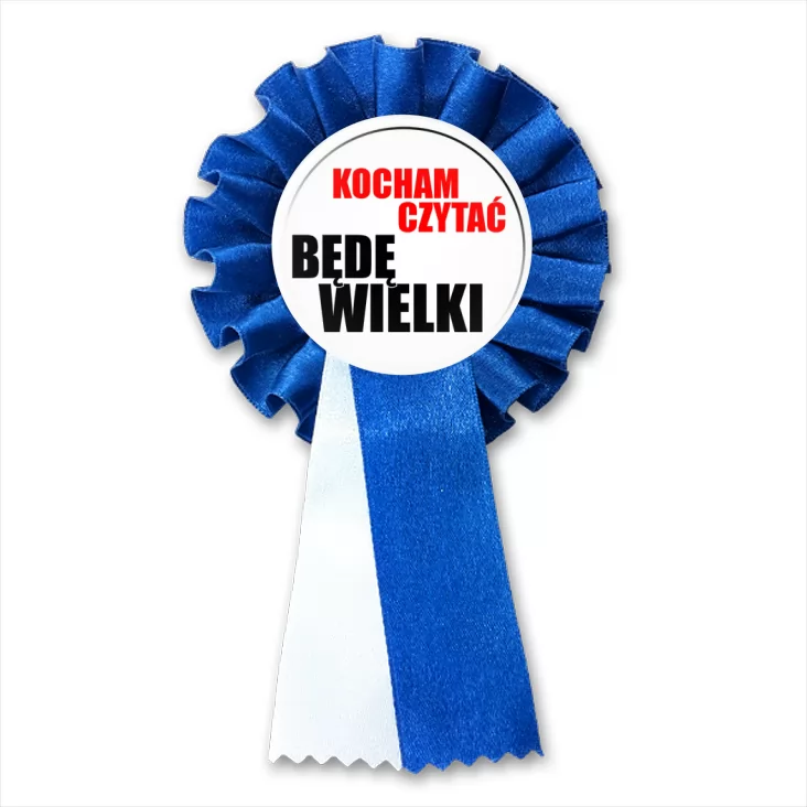 przypinka kotylion Kocham czytać - będę wielki