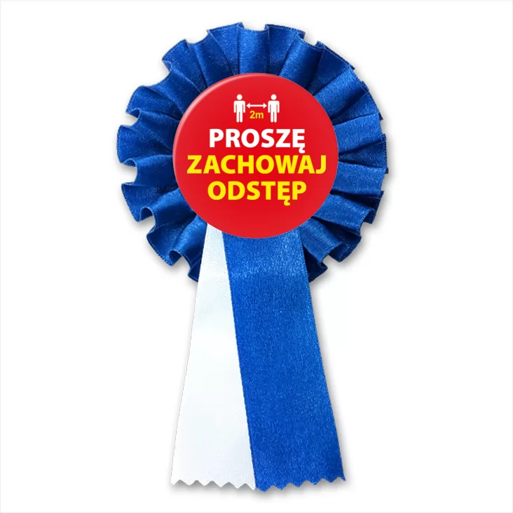 przypinka kotylion Zachowaj odstęp proszę