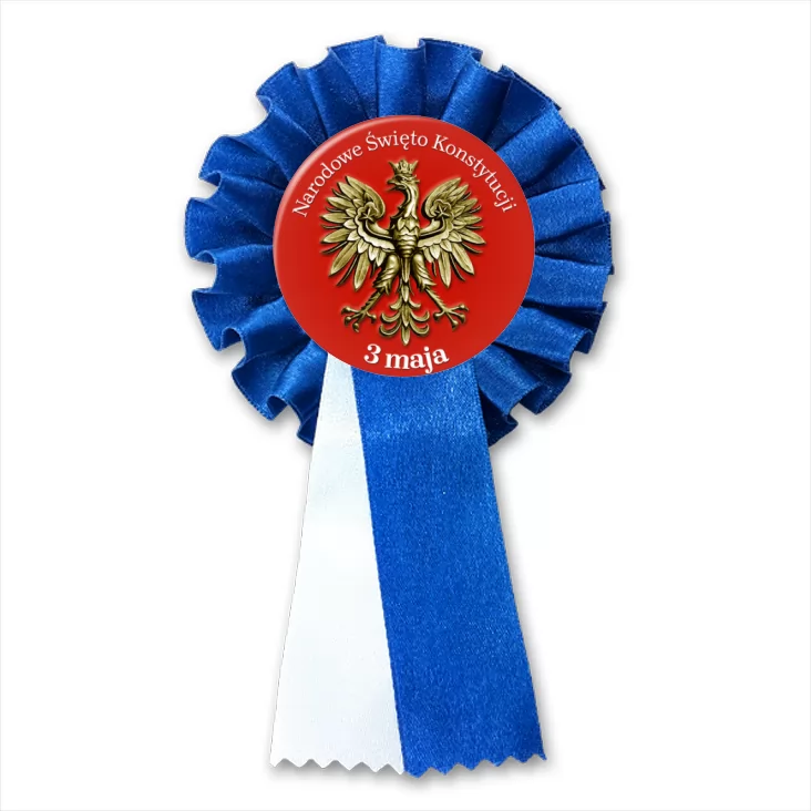 przypinka kotylion Narodowe Święto Konstytucji 3 maja złote godło na czerwonym tle