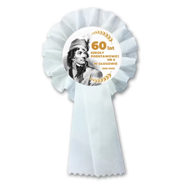 przypinka kotylion 60 lat SP nr 6 w Głogowie