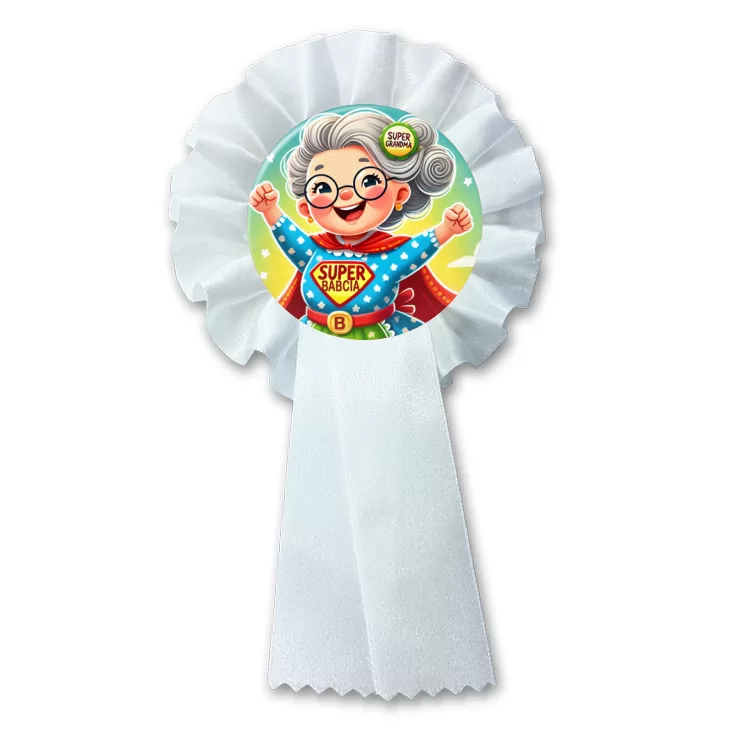 przypinka kotylion Babcia superbohaterka