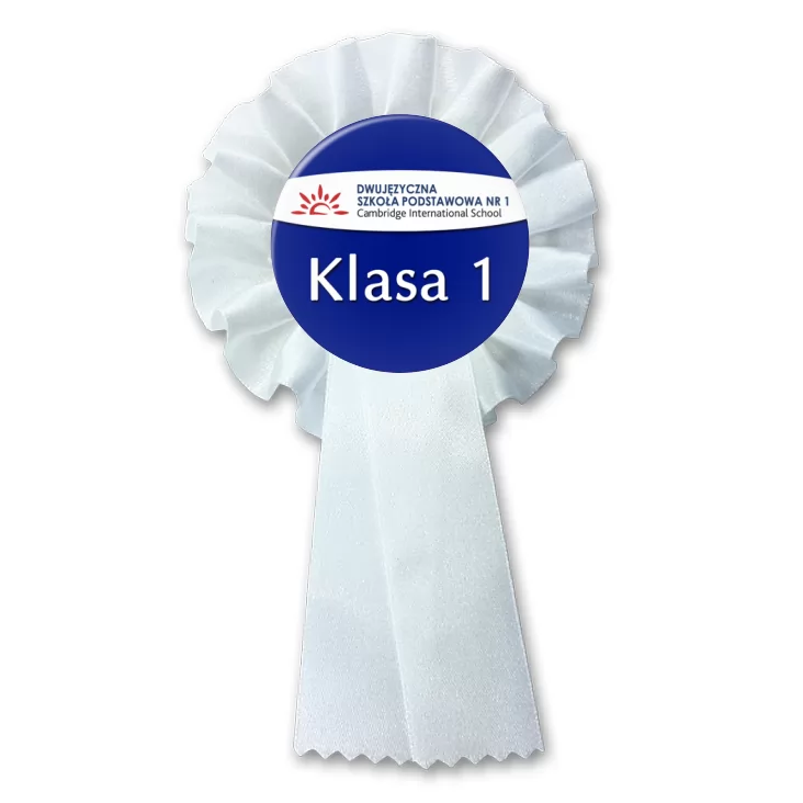przypinka kotylion Dwujęzyczna Szkoła Ponstawowa nr 1 - klasa 1