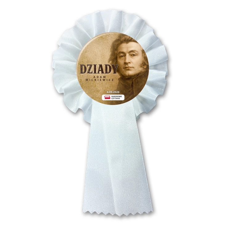 przypinka kotylion Dziady Adam Mickiewicz sepia