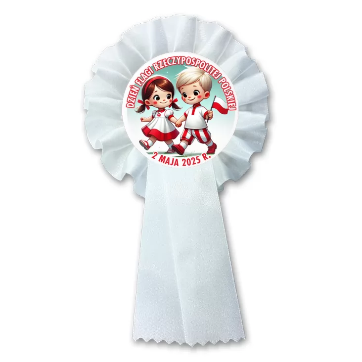 przypinka kotylion Dzień Flagi dziewczynka i chłopiec