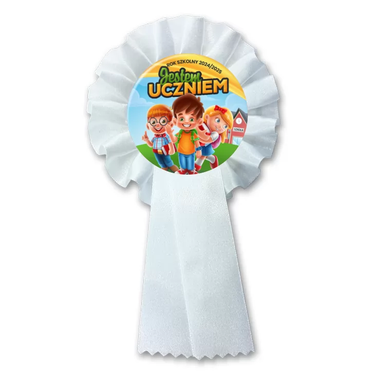 przypinka kotylion Jestem uczniem z trójką dzieci