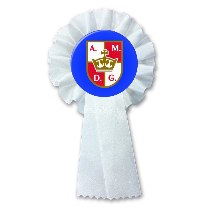 przypinka kotylion Konfederacja Korony Polskiej sygnaturka na niebieskim tle