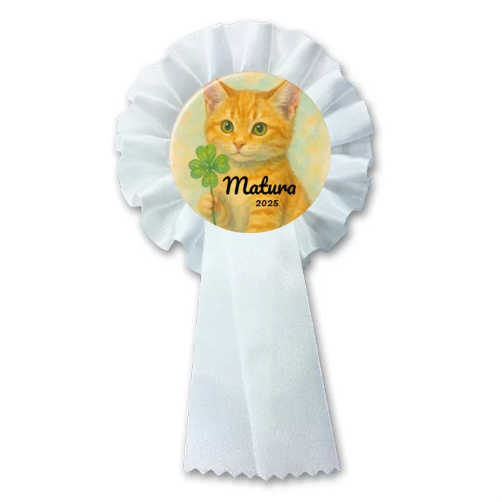 przypinka kotylion Matura z z rudym kotem
