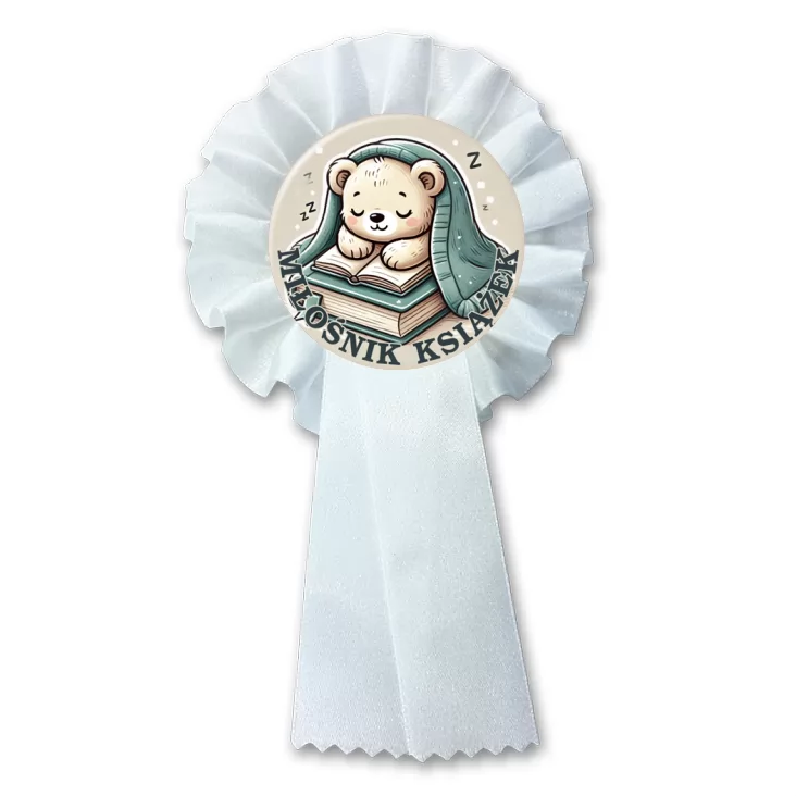przypinka kotylion Miś miłośnik książek
