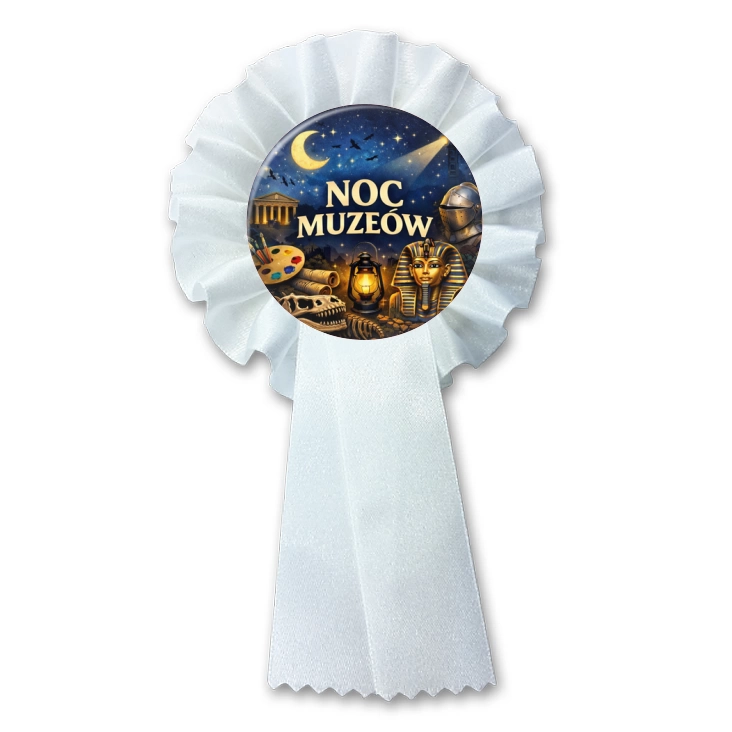 przypinka kotylion Noc Muzeów - Kleopatra i zbroja