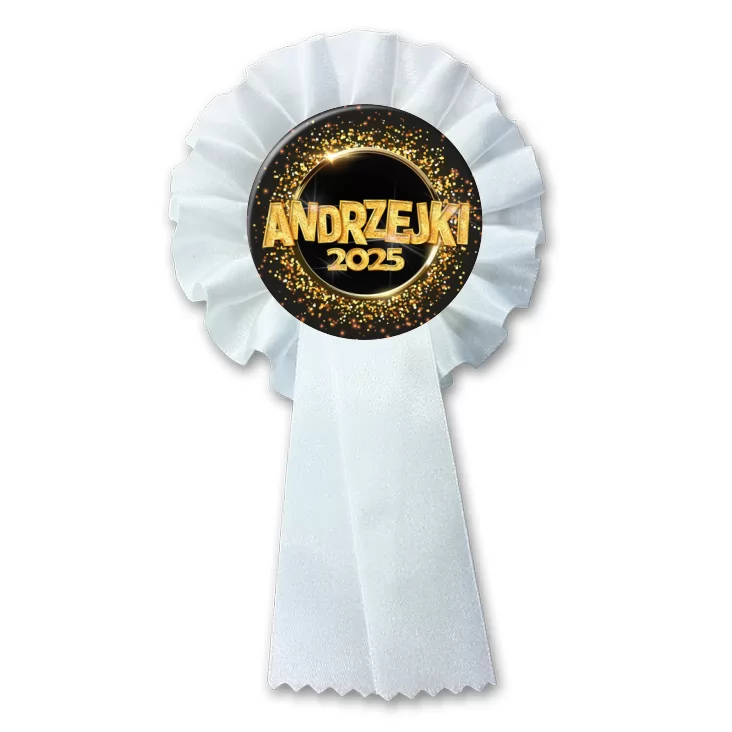 przypinka kotylion Andrzejki złoty napis
