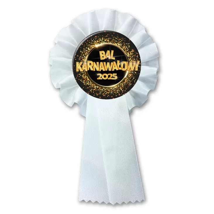 przypinka kotylion Bal Karnawałowy złoty napis