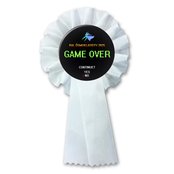 przypinka kotylion Bal Ósmoklasisty game over continue yes no