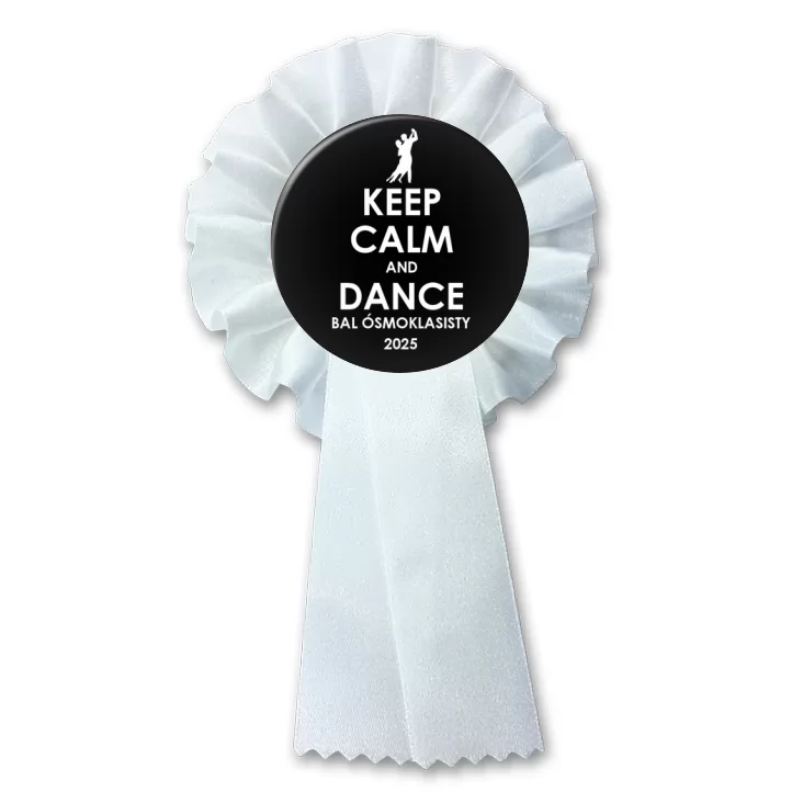 przypinka kotylion Bal Ósmoklasisty keep calm czarna