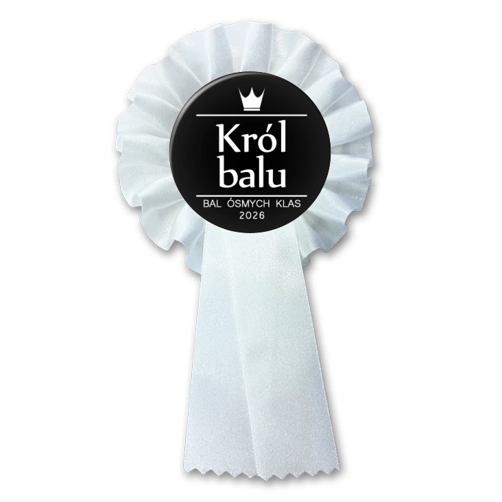 przypinka kotylion Bal Ósmych Klas z koroną król balu
