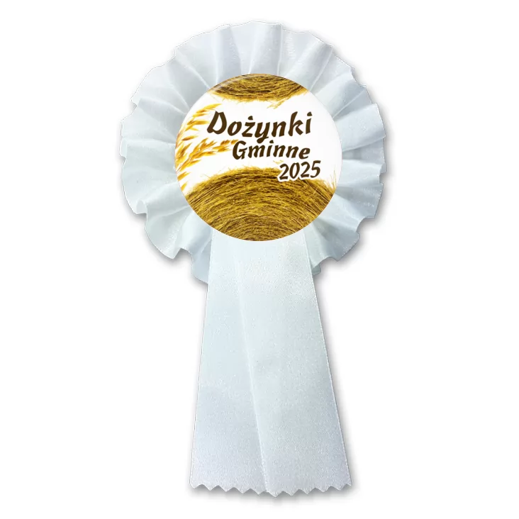 przypinka kotylion Dożynki gminne z balotami słomy