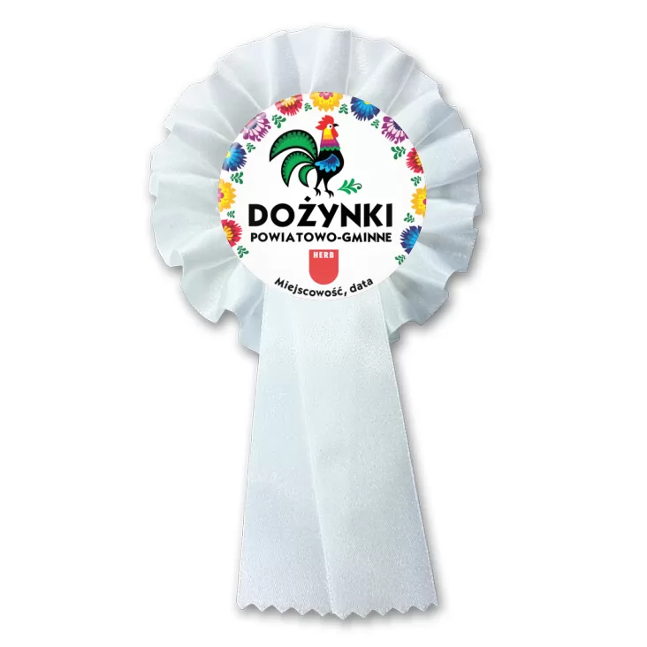 przypinka kotylion Dożynki powiatowo-gminne z kogutem